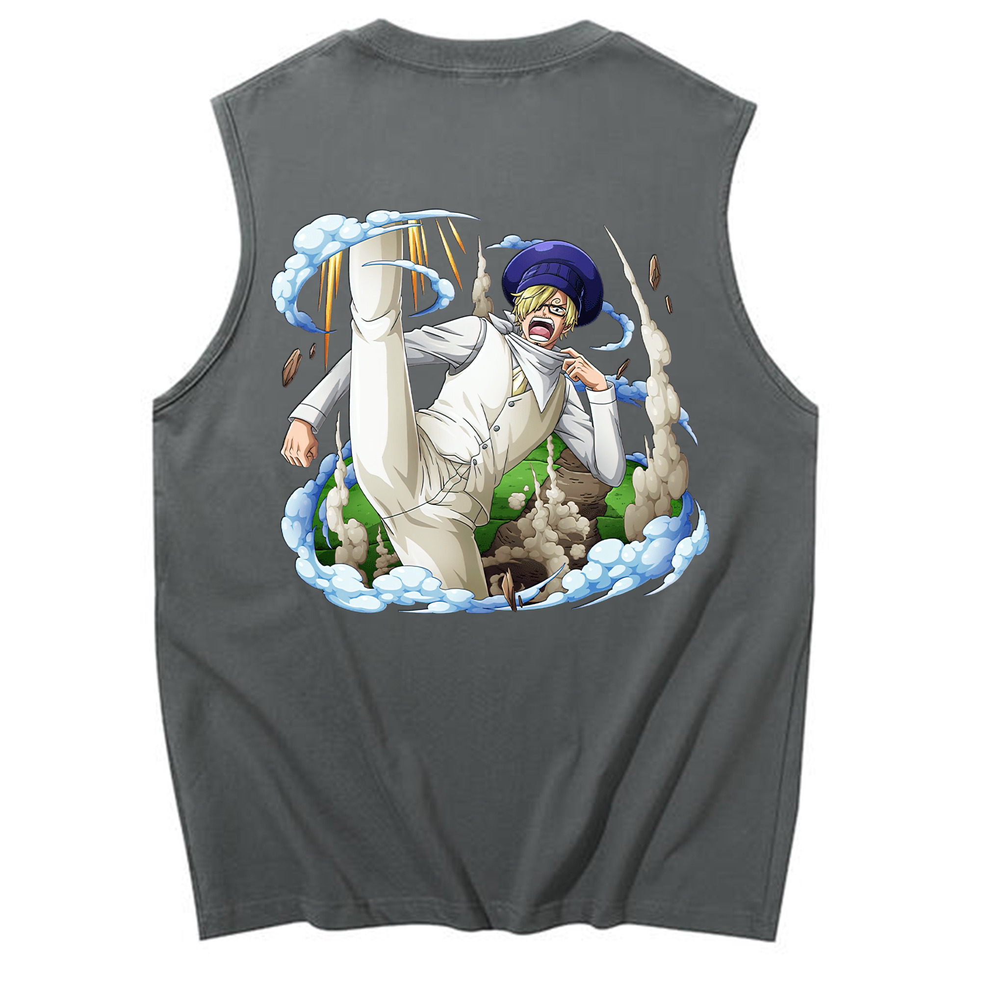（画像用） ワンピース サンジ ONE PIECE Sanji コットン100％タンクトップ（背面プリント）